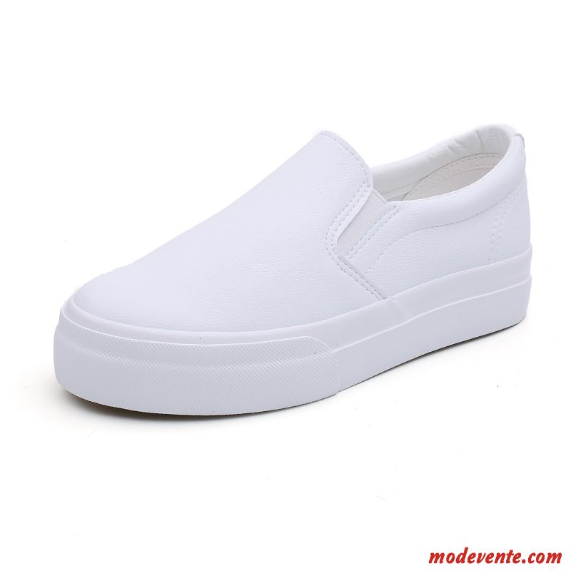 Mocassins Femme Tous Les Assortis En Cuir Flâneurs Printemps Slip-on Étudiant Blanc