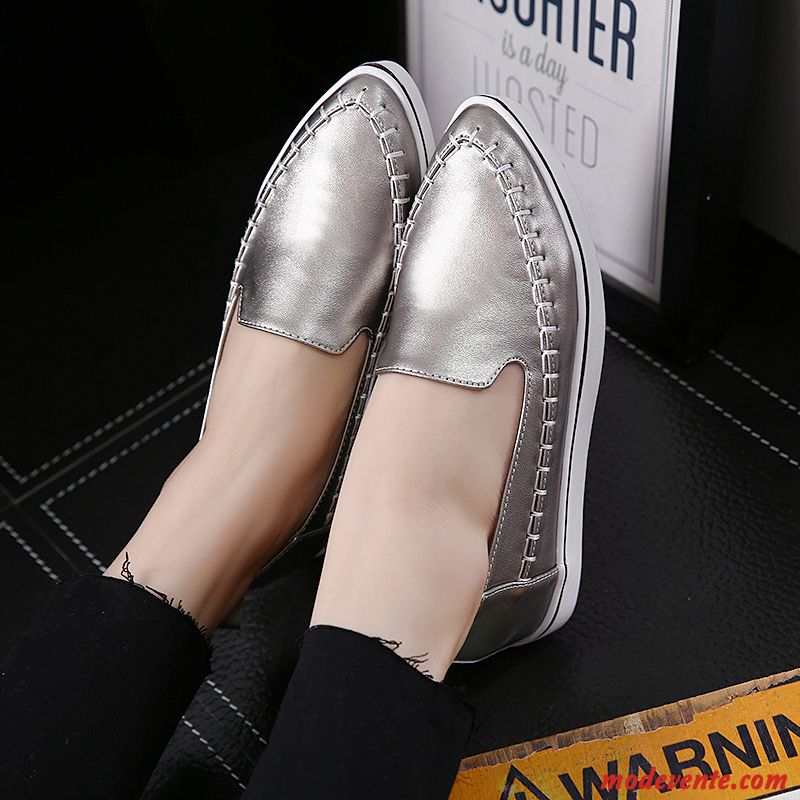 Mocassins Femme Tous Les Assortis L'automne Slip-on Augmenté Derbies Étudiant Blanc Gris