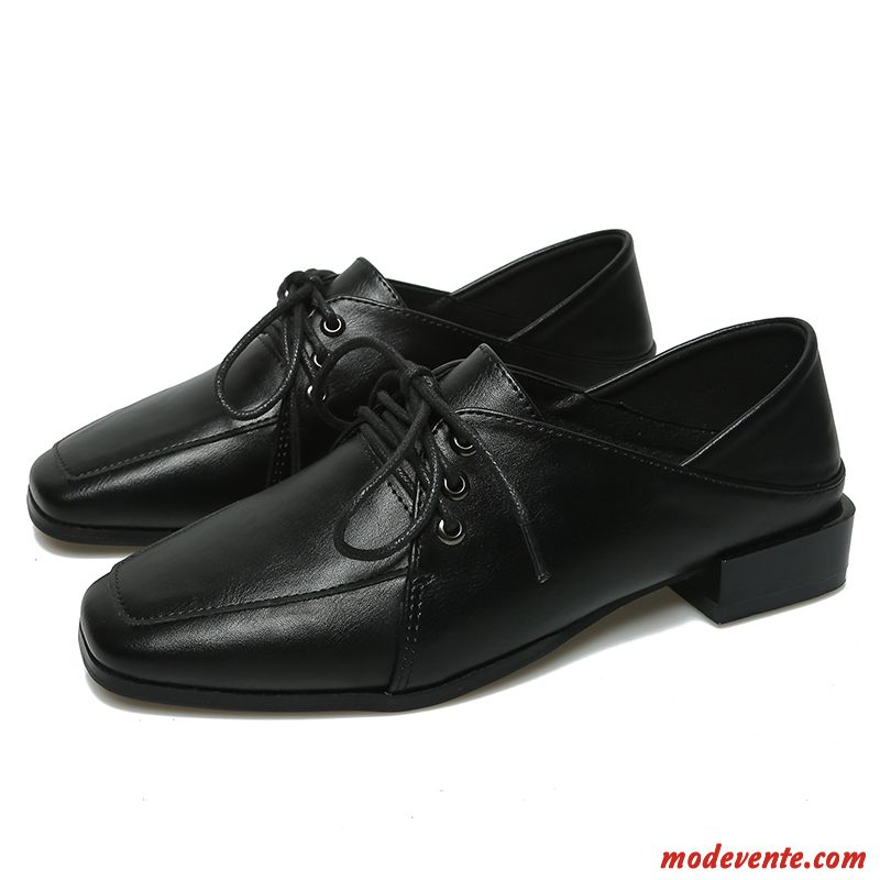 Mocassins Femme Tous Les Assortis Plates Chaussures En Cuir Derbies Été Angleterre Noir