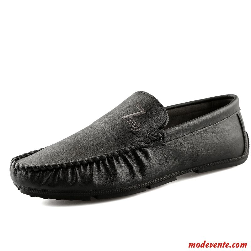 Mocassins Homme Chaussures En Cuir De Boîtier Tendance Printemps Décontractée Noir