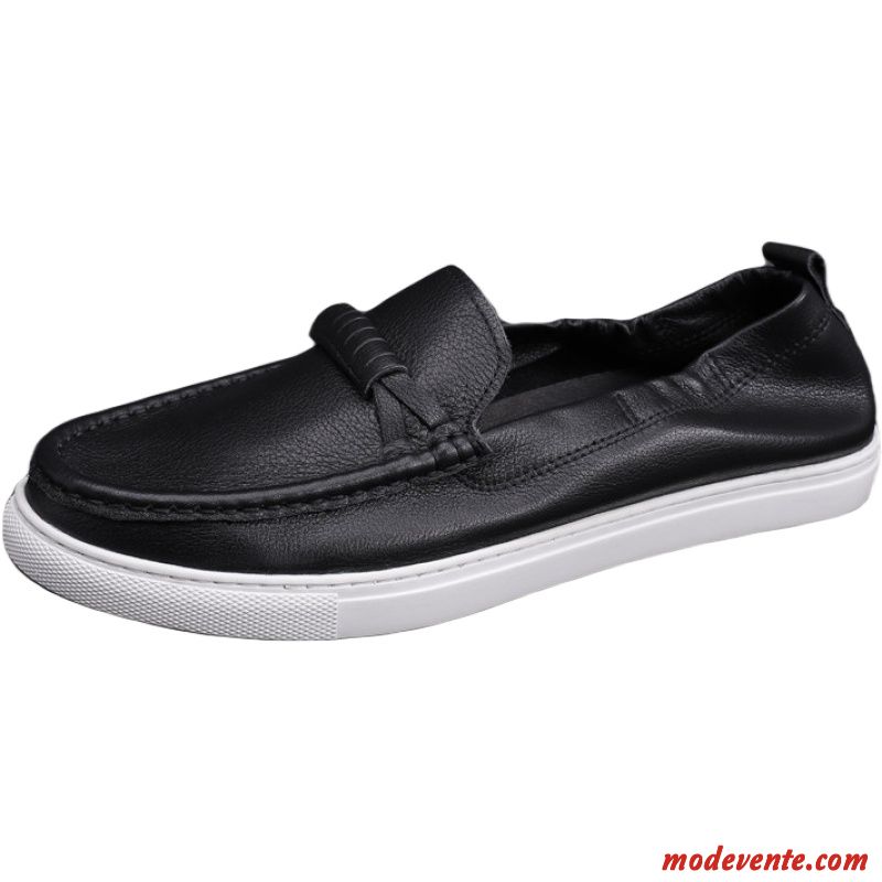 Mocassins Homme Cuir Véritable Décontractée De Boîtier Slip-on Chaussures En Cuir Conduire Noir