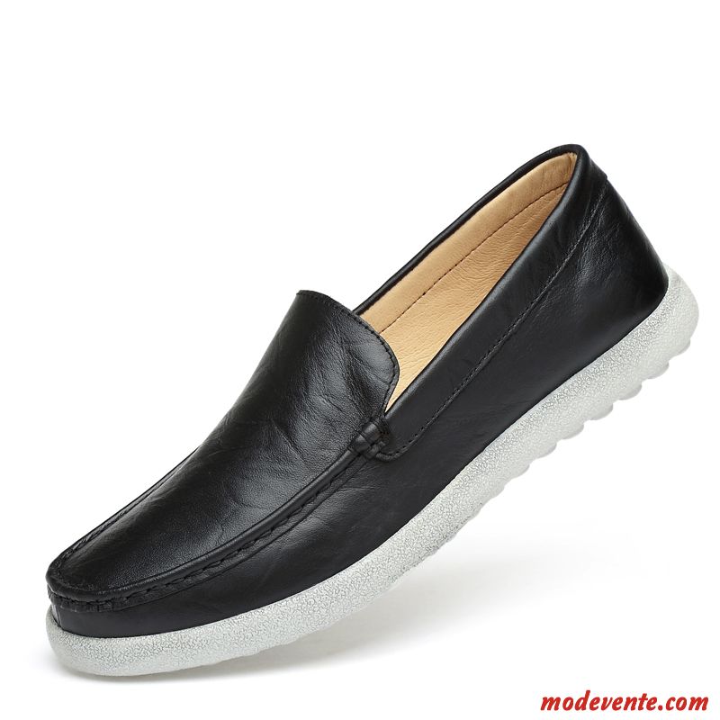 Mocassins Homme Cuir Véritable Tendance Décontractée Été Respirant Chaussures En Cuir Bleu Noir