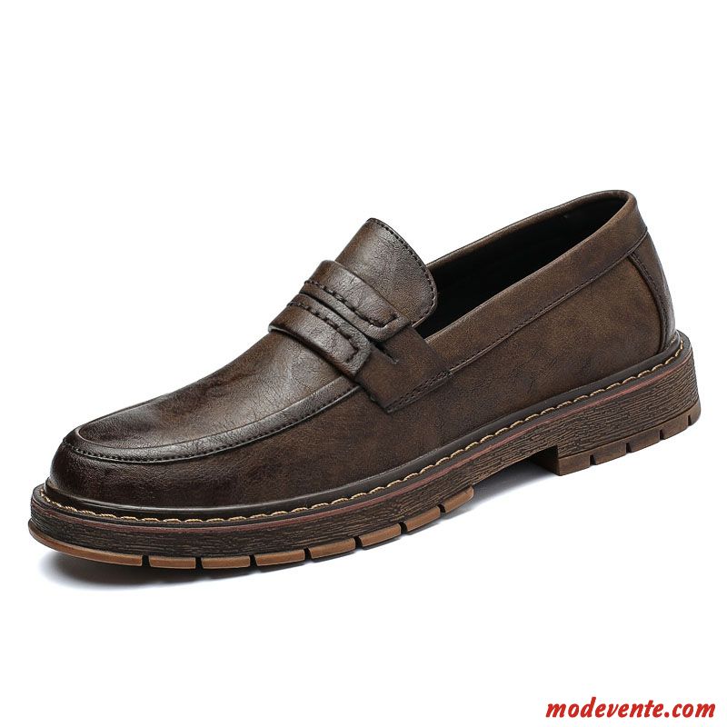 Mocassins Homme Décontractée Tous Les Assortis Tendance Angleterre Slip-on Rétro Marron