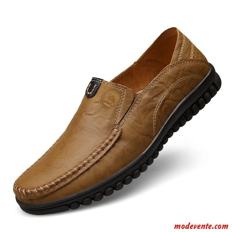 Mocassins Homme Entreprise Chaussures En Cuir De Boîtier Chaussures De Conduite Cuir Véritable Respirant Marron