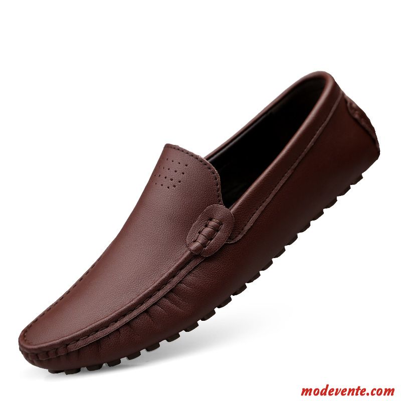 Mocassins Homme Entreprise Semelle Doux Été Tendance Chaussures En Cuir Respirant Marron