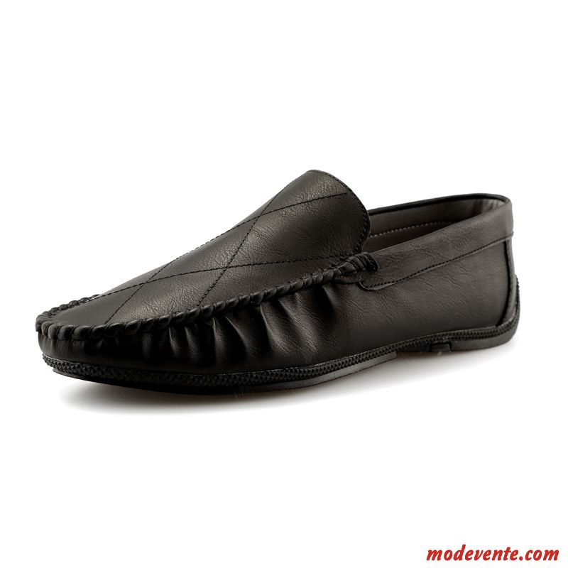 Mocassins Homme Flâneurs Chaussures En Cuir Personnalité Décontractée Printemps Tendance Noir Rouge