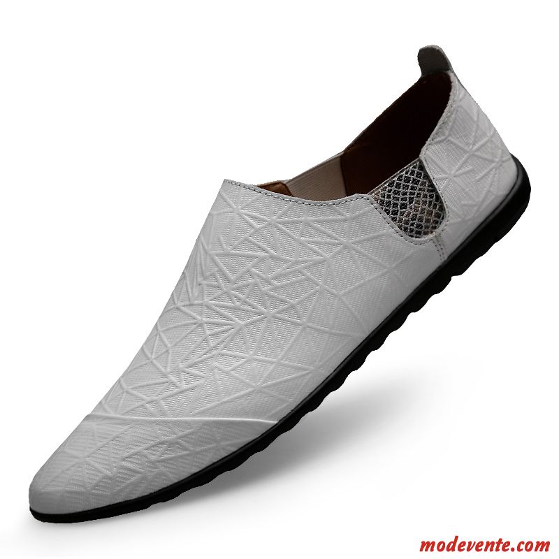 Mocassins Homme Jeunesse Tendance Chaussures De Conduite Hiver Décontractée Flâneurs Blanc