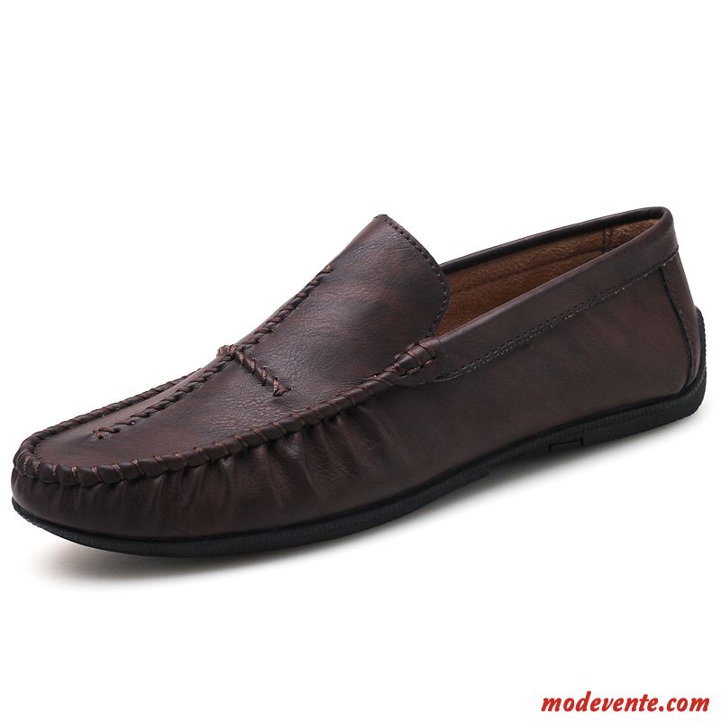 Mocassins Homme L'automne Personnalité Tendance Tous Les Assortis Slip-on Flâneurs Rouge Marron