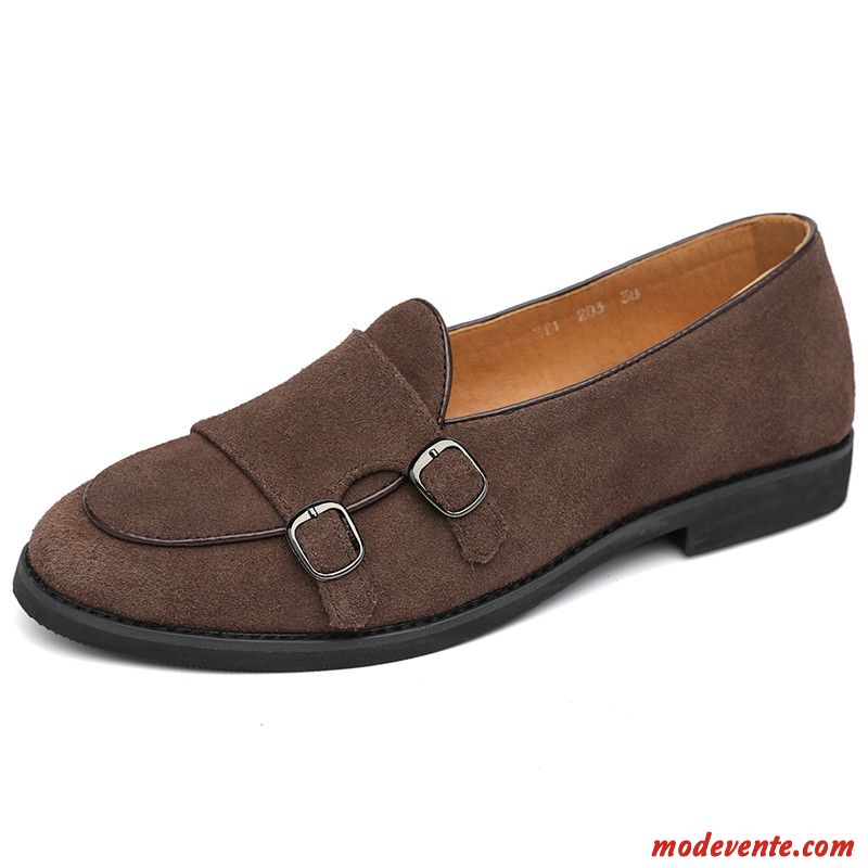 Mocassins Homme Mode Cuir Véritable Été Respirant Chaussures En Cuir Décontractée Marron