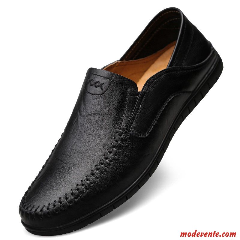 Mocassins Homme Printemps Flâneurs Tendance Chaussures En Cuir Décontractée Slip-on Noir