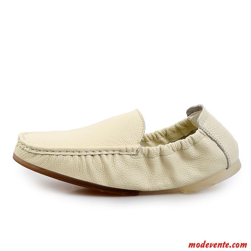 Mocassins Homme Semelle Doux Cuir Cuir Véritable Dessus Cuir Décontractée Chaussures En Cuir Blanc