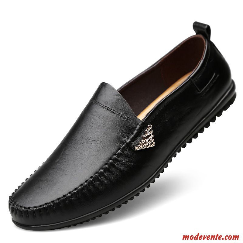 Mocassins Homme Semelle Doux Tous Les Assortis Cuir Entreprise L'automne En Cuir Noir