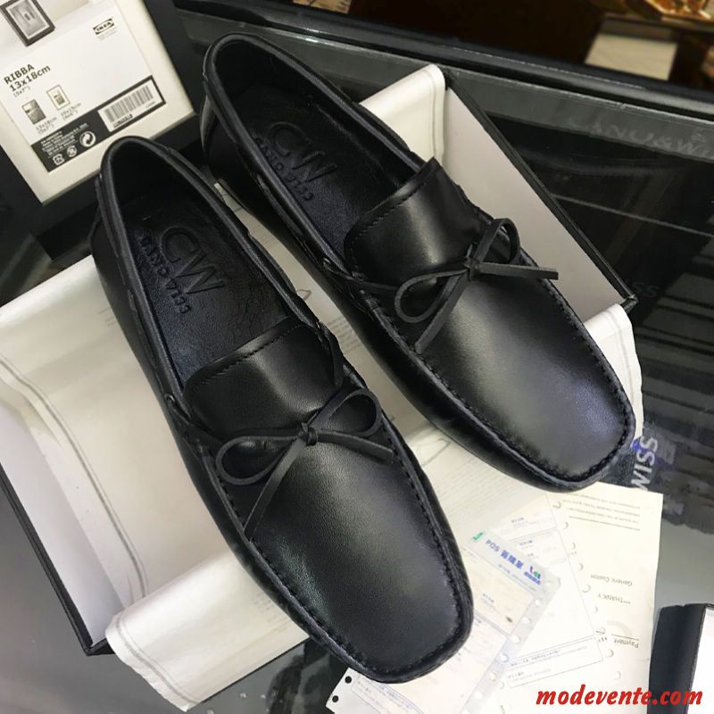 Mocassins Homme Slip-on Respirant Tous Les Assortis Décontractée Angleterre Semelle Doux Noir