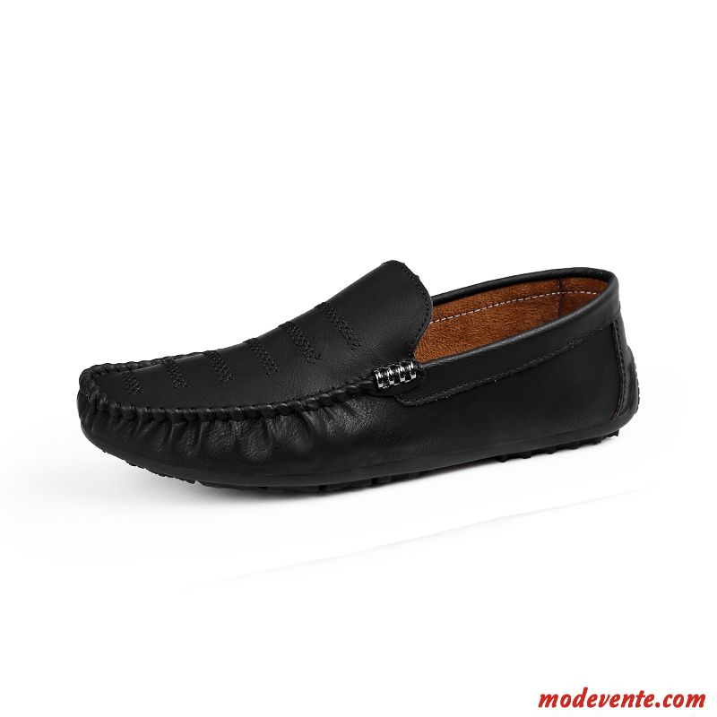 Mocassins Homme Tendance Personnalité Lumière Tous Les Assortis Antidérapant Slip-on Noir