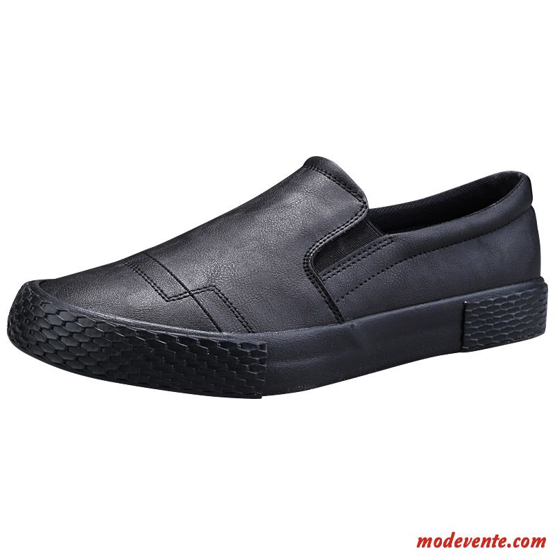 Mocassins Homme Tendance Printemps Décontractée Slip-on Chaussures En Cuir Flâneurs Noir