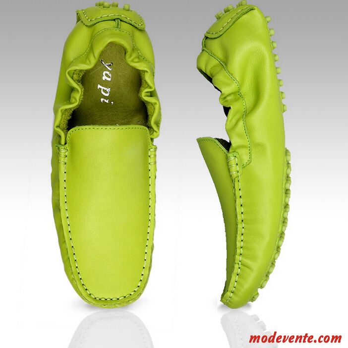 Mocassins Homme Été Tendance Fantaisie Mode Cuir Véritable Flâneurs Vert