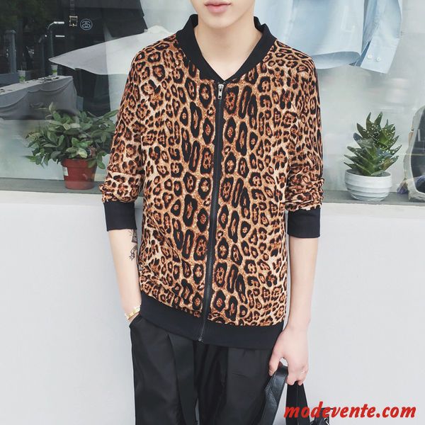 Mode Coréen Leopard V Neck Preuve Uv Manteau Hommes Pas Cher