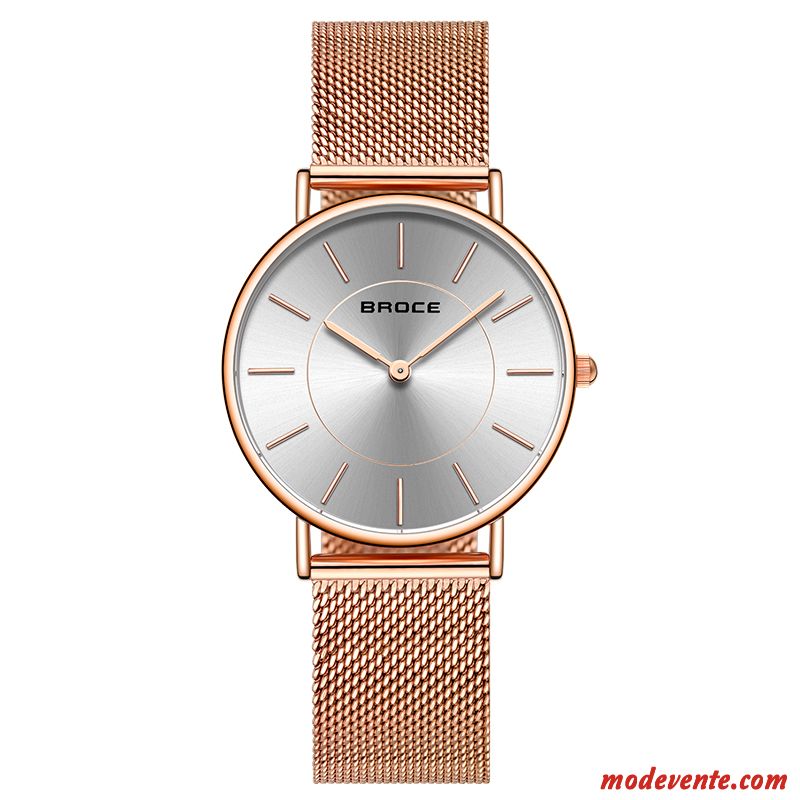 Montre Femme Atmosphère Simple Mode Montre À Bracelet Très Mince Étanche Or