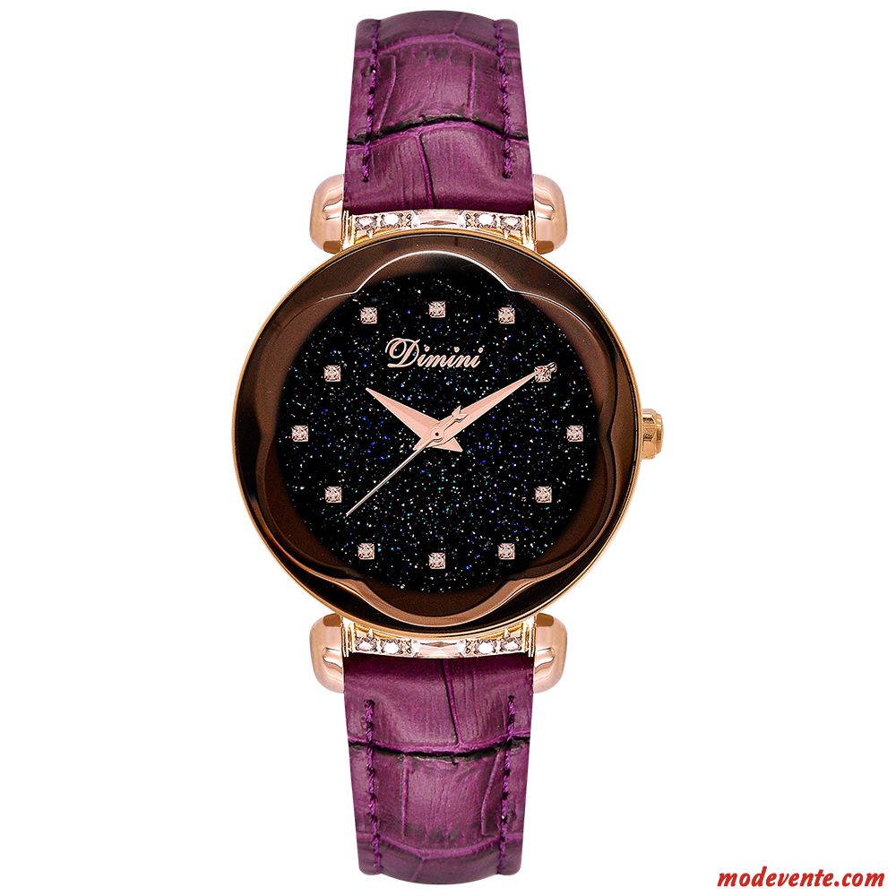 Montre Femme Loisir Montre À Bracelet Mode Montre À Quartz Ciel Étoilé Le Nouveau Noir