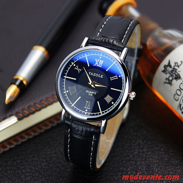 Montre Femme Mode Entreprise Homme Amoureux Montre À Bracelet Tendance Bleu Noir