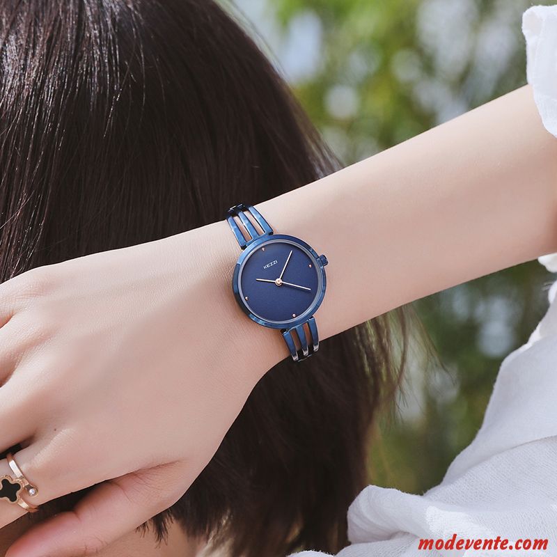 Montre Femme Mode Montre À Bracelet Étanche Loisir Étudiant Tendance Bleu