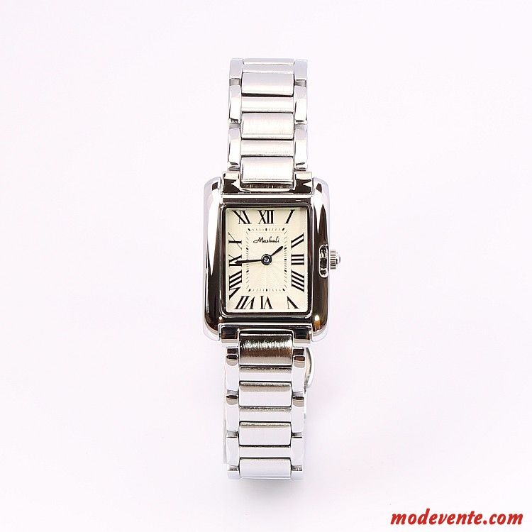 Montre Femme Montre À Bracelet Carré Watchband Rétro Mode Petit Argent