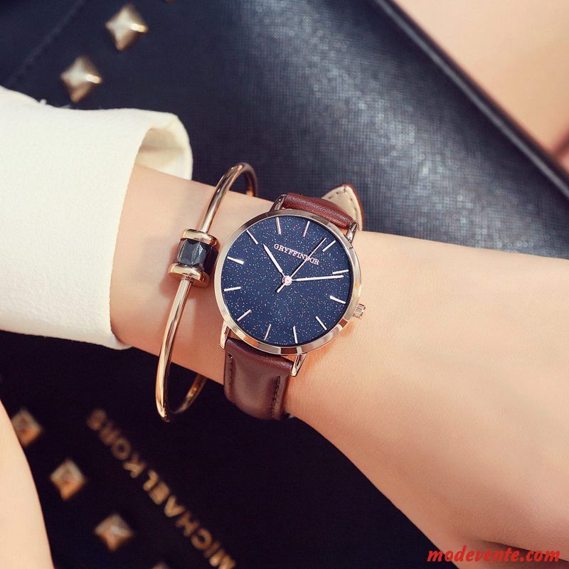 Montre Femme Montre À Bracelet Mode Étudiant Réseau Simple Atmosphère Rouge Brun