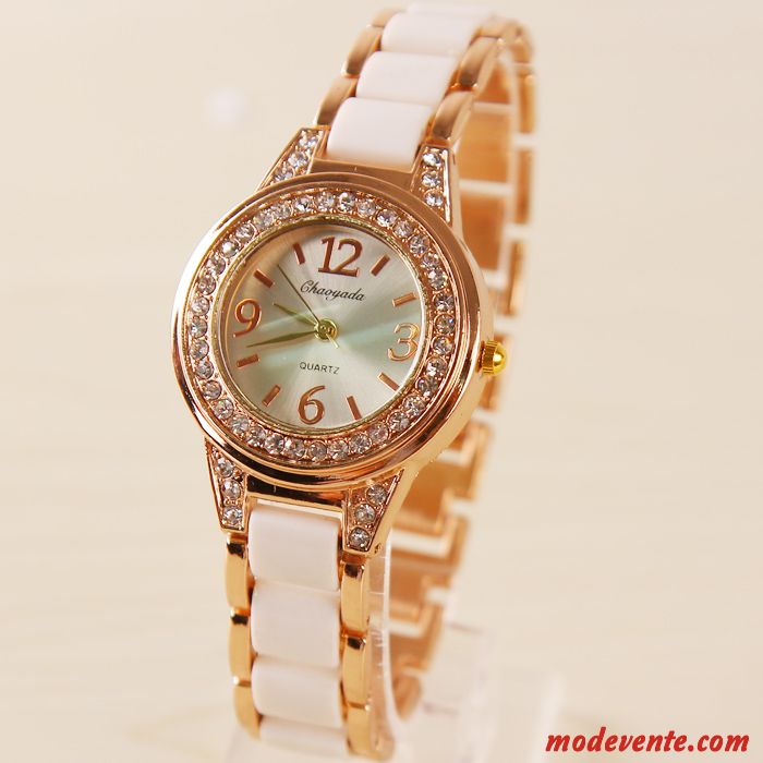 Montre Femme Montre À Bracelet Tendance Modèles Féminins Céramique Mode Authentique Blanc Or