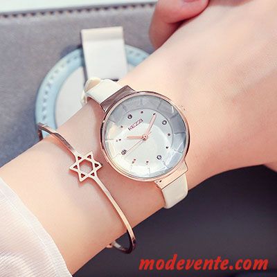 Montre Femme Montre À Bracelet Étanche Montre À Quartz Simple Étudiant Tendance Blanc Violet