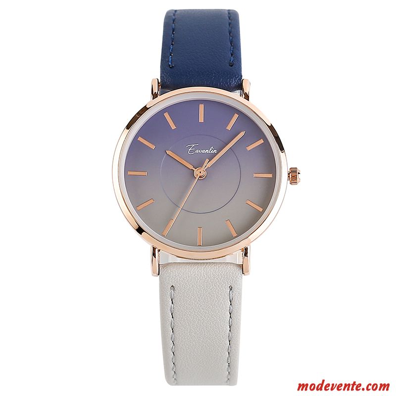 Montre Femme Montre À Bracelet Étudiant Loisir Vent De L'université All-match Simple Bleu