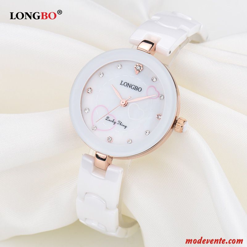 Montre Femme Étanche Mode Montre À Bracelet Simple Tendance Céramique Blanc