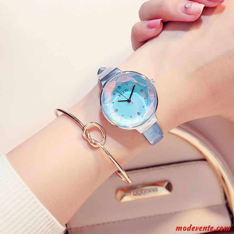 Montre Femme Étanche Mode Tendance Simple Le Nouveau Montre À Bracelet Bleu