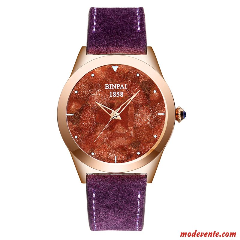 Montre Femme Étanche Montre À Quartz Ceinture Mode Montre À Bracelet Le Nouveau Violet Or