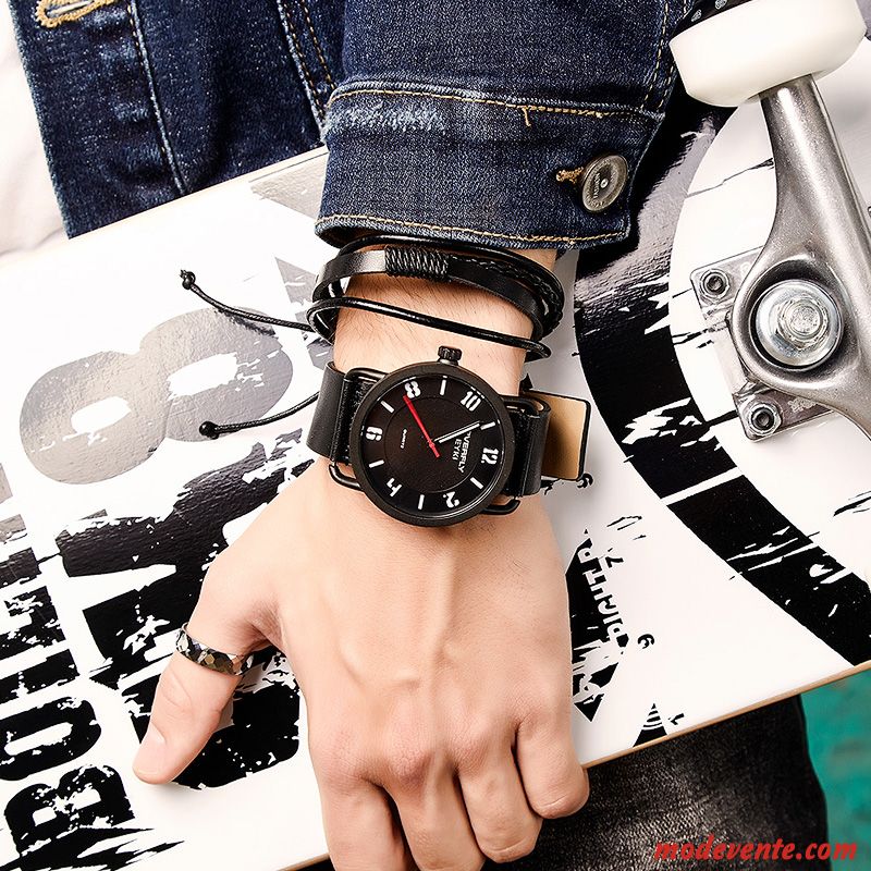 Montre Homme Atmosphère École Secondaire Montre À Bracelet Étanche Étudiant Tendance Noir