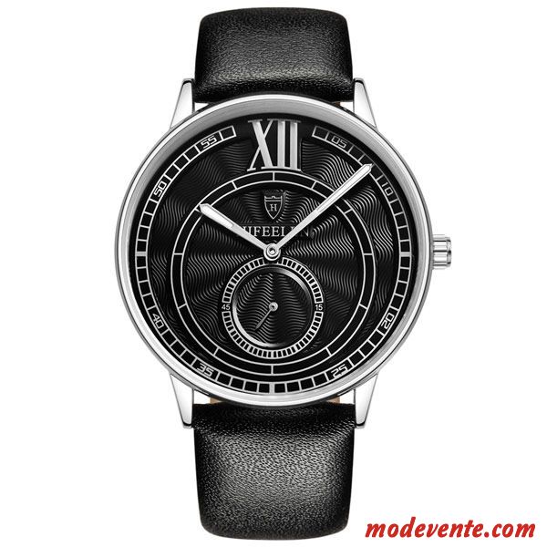 Montre Homme Authentique Automatique Loisir Entreprise Montre À Bracelet Lumineux Noir Argent