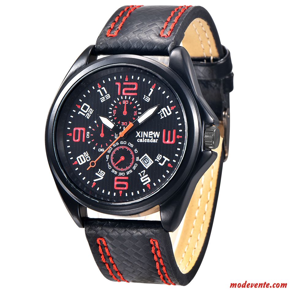 Montre Homme Calendrier Loisir Mode Tendance Montre À Bracelet Étudiant Noir