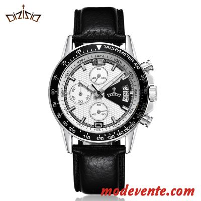 Montre Homme Montre À Bracelet Étanche Montre À Quartz Ceinture Sport Blanc