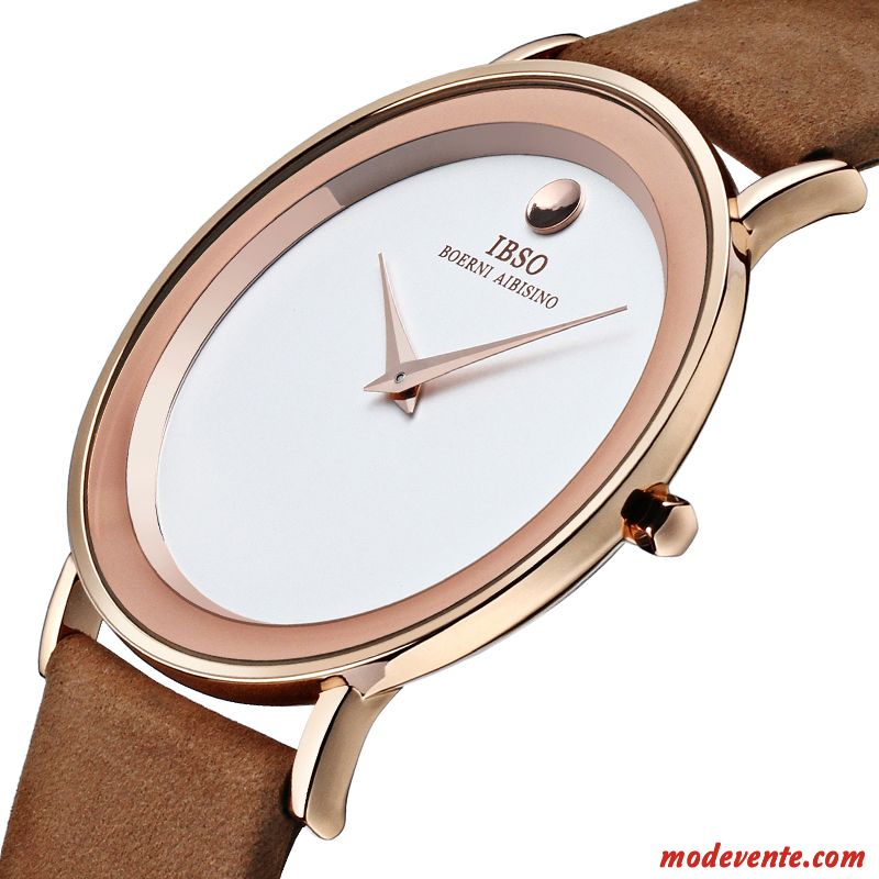 Montre Homme Peau De Mouton Montre À Bracelet Très Mince Cuir Véritable Amoureux Simple