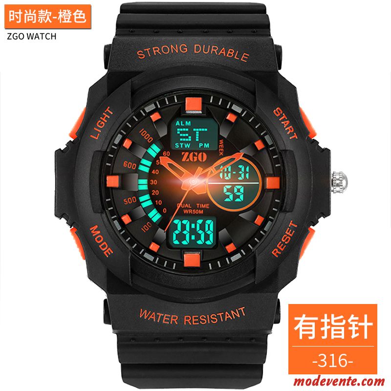 Montre Homme Personnalité Tendance Forces Spéciales Étudiant Mode Lumineux Orange