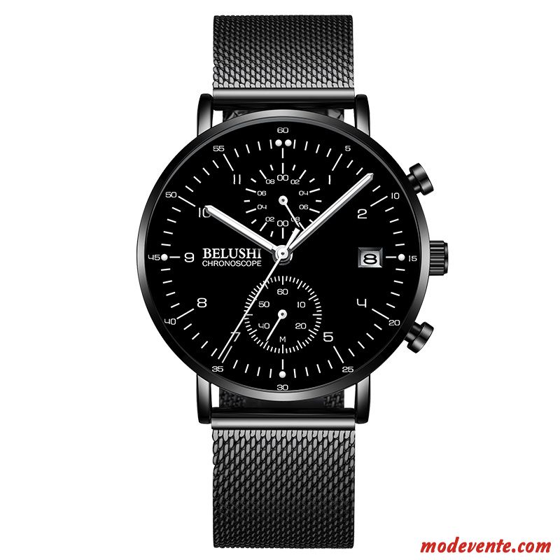 Montre Homme Tendance Mode Réseau Étudiant Sport Montre À Quartz Noir