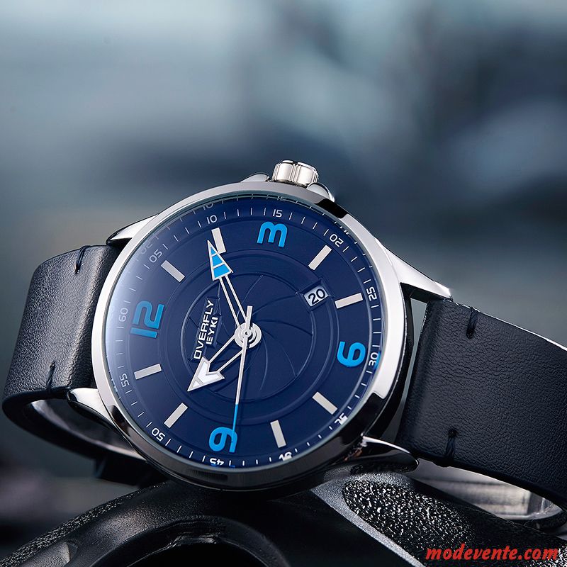 Montre Homme Étanche Mode Montre À Bracelet Étudiant Réseau Tendance Bleu Blanc Rouge