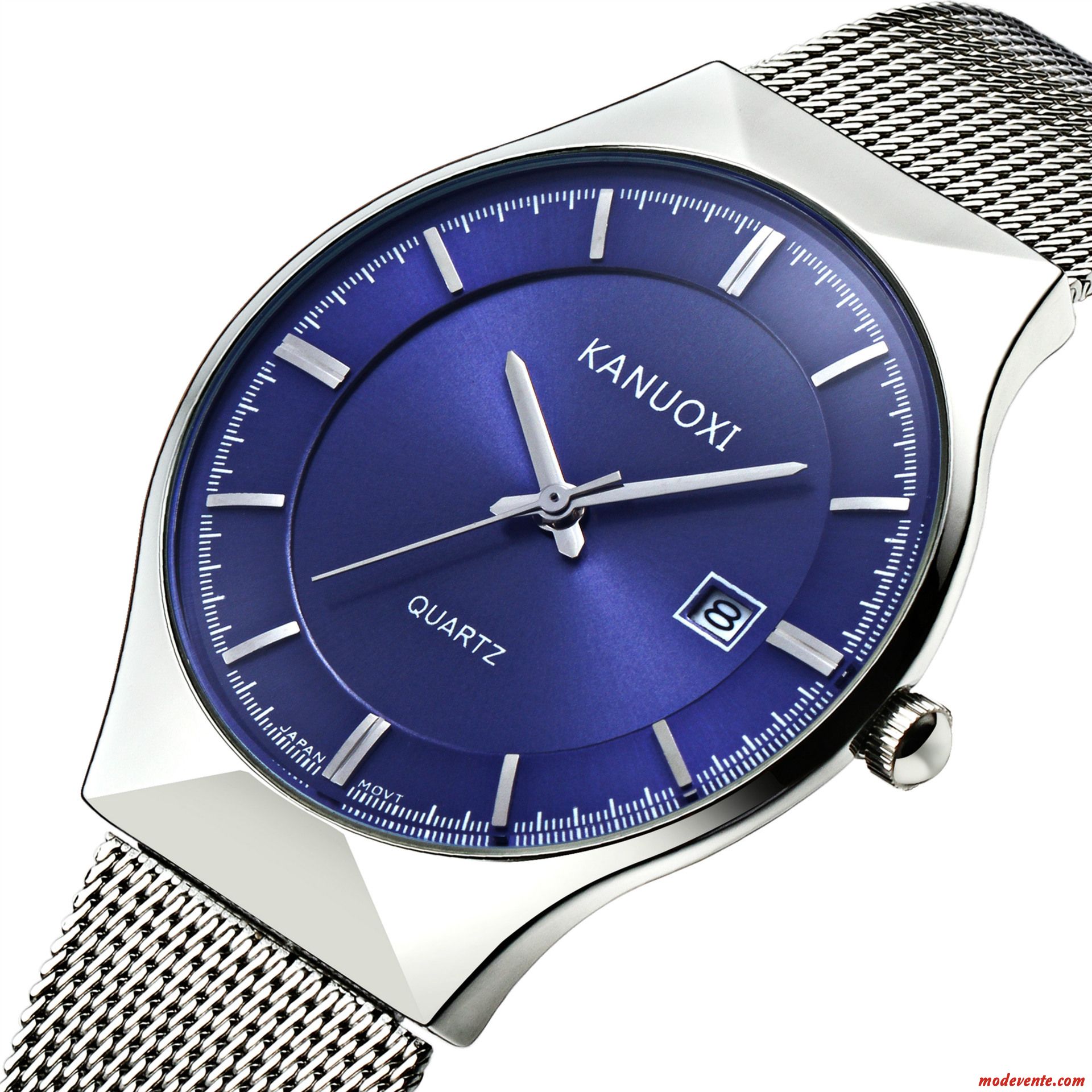 Montre Homme Étudiant Le Nouveau Étanche Simple Très Mince Mode Bleu