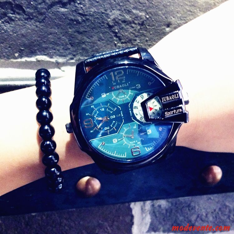 Montre Homme Étudiant Personnalité Montre À Quartz Gros Tir De Rue Femme Noir