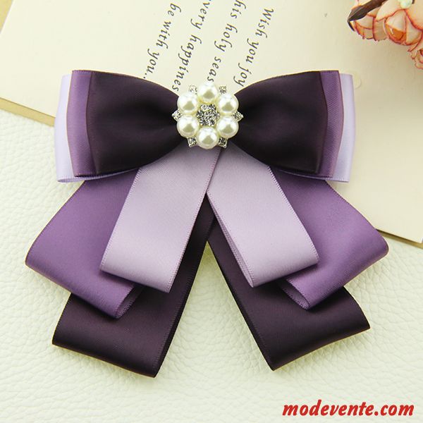 Nœud Papillon Femme Carrière Accessoires Agent De Bord Couleur Ensemble Vent De L'université Violet Argent