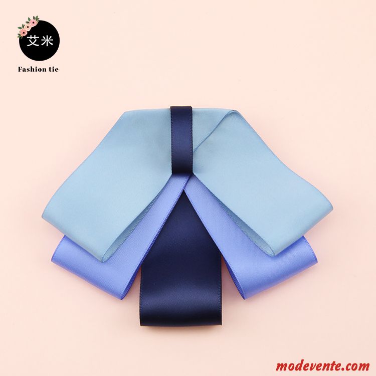 Nœud Papillon Femme Mode Ruban All-match Cravate Recevoir Des Fleurs Arc Bleu Argent