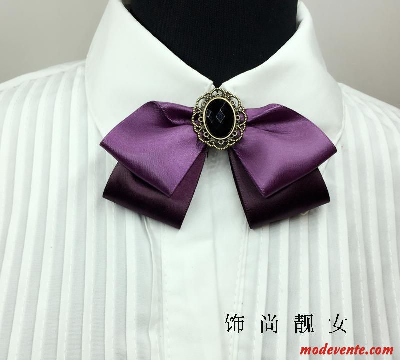 Nœud Papillon Femme Vêtements De Cérémonie Broche Rétro Accessoires Vent De L'université Marier Violet