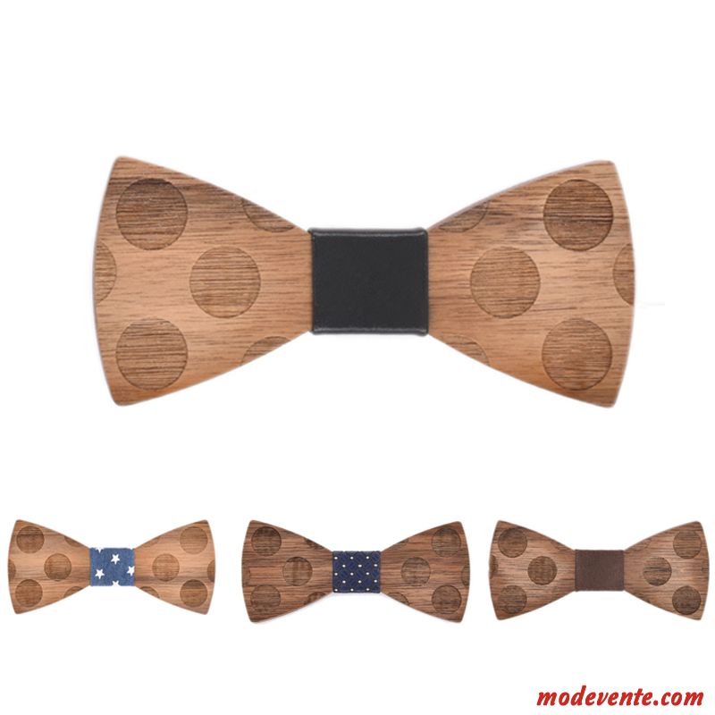 Nœud Papillon Homme Classique Bois Massif Créatif Points Qualité Le Nouveau Marron