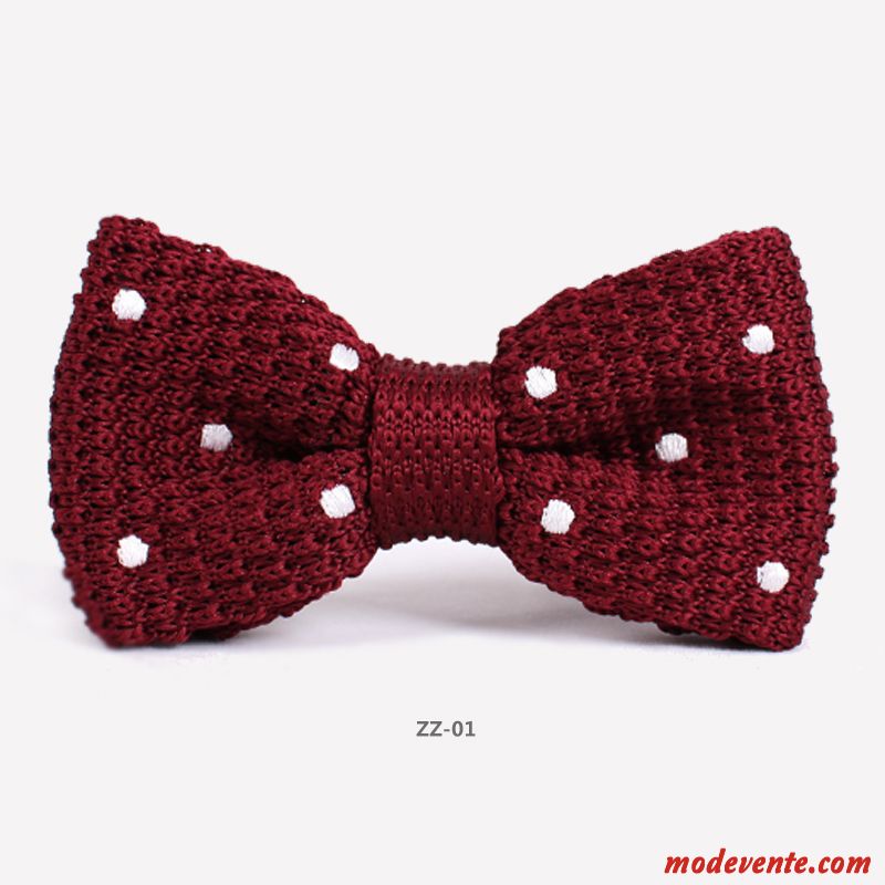 Nœud Papillon Homme Mode Arc Marier Le Marié Tendance Tricot Bordeaux