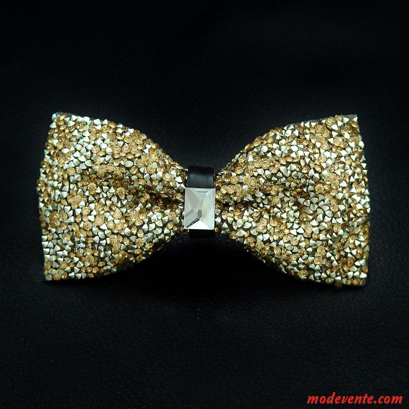 Nœud Papillon Homme Mode Pierres De Strass Vêtements De Cérémonie Arc Le Marié Personnalité Or