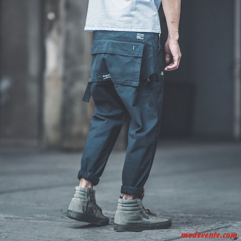 Pantalon Cargo Homme Baggy Hip Hop Tendance Collants Ultra Laçage Pure Bleu